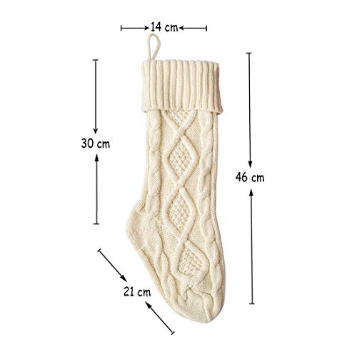 RedMaple Cable Knit Christmas Stockings Classic Xmas Ornaments for Home Decorations 46 CM
