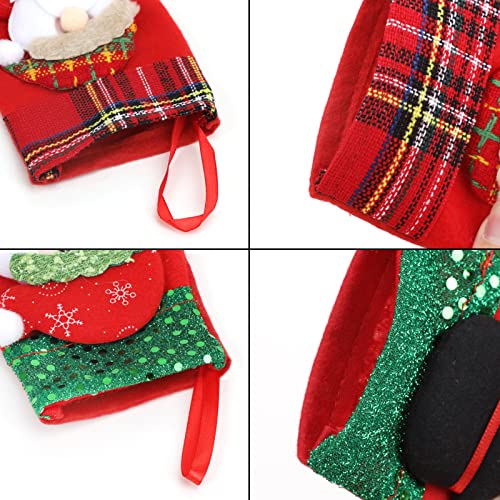 8PCS Mini Christmas Stockings Gift Treat Bags Small Christmas Stockings Santa Snowman Reindeer Xmas Stocking Hanging Christmas Stockings for Xmas Party Gift Filler Fireplace Christmas Tree Decoration