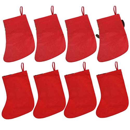 8PCS Mini Christmas Stockings Gift Treat Bags Small Christmas Stockings Santa Snowman Reindeer Xmas Stocking Hanging Christmas Stockings for Xmas Party Gift Filler Fireplace Christmas Tree Decoration