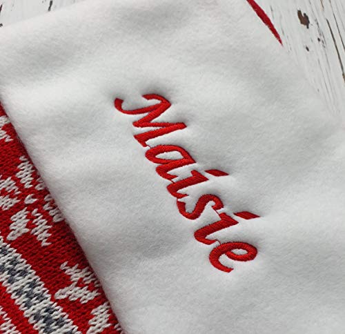 Hoolaroo Personalised FairIsle 40cm Knit Christmas Stocking Red Cream Boot Xmas Stocking Knitted