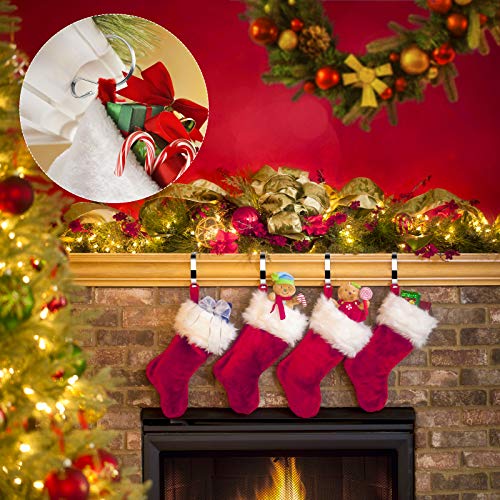 Homgaty Christmas Stocking Holders for Mantle, 6 Pack Christmas Stocking Hanger Hooks Metal Fireplace Hanger for Christmas Party Decoration (Silver)