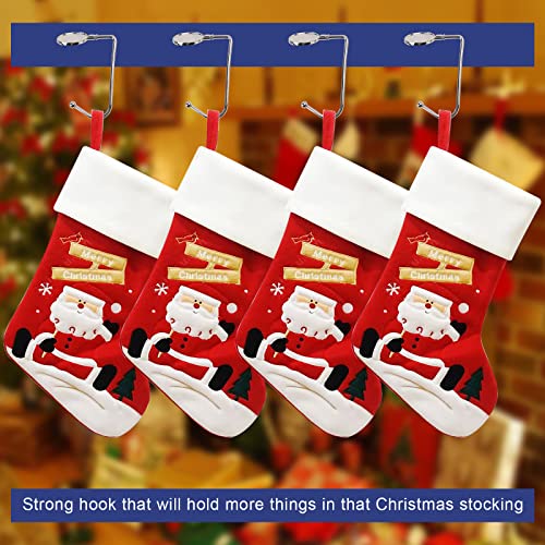 KEYIDO 4 Pack Christmas Stocking Hooks Stocking Holder for Mantle Fireplace Metal Xmas Hooks Hangers with Anti Skid Safety Hang Grip for Christmas Party Decoration