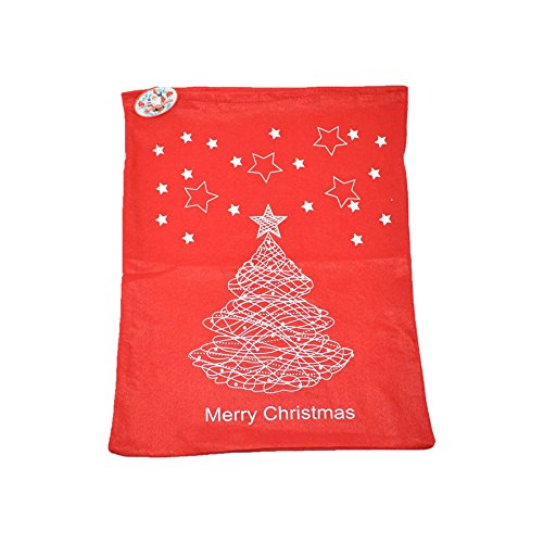 Shatchi Merry Traditional Large Santa Sack Father Christmas Stocking Socks Gifts Bag Felt Xmas Accessories 60 x 45cm Toys Sweets, Red/White