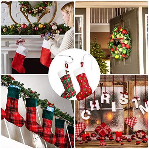 Homgaty Christmas Stocking Holders for Mantle, 6 Pack Christmas Stocking Hanger Hooks Metal Fireplace Hanger for Christmas Party Decoration (Silver)