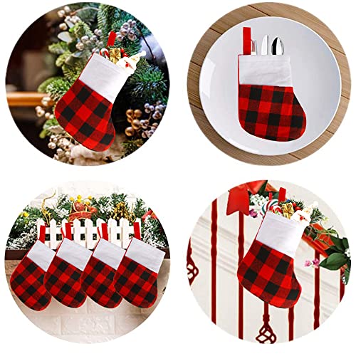 LOKIPA Mini Christmas Stockings,12 Small Xmas Hanging Socks Decoration Holiday Stocking Holder for Christmas Tree Ornament for Kids Adults