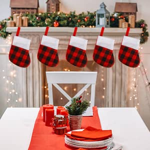 LOKIPA Mini Christmas Stockings,12 Small Xmas Hanging Socks Decoration Holiday Stocking Holder for Christmas Tree Ornament for Kids Adults