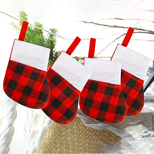 LOKIPA Mini Christmas Stockings,12 Small Xmas Hanging Socks Decoration Holiday Stocking Holder for Christmas Tree Ornament for Kids Adults