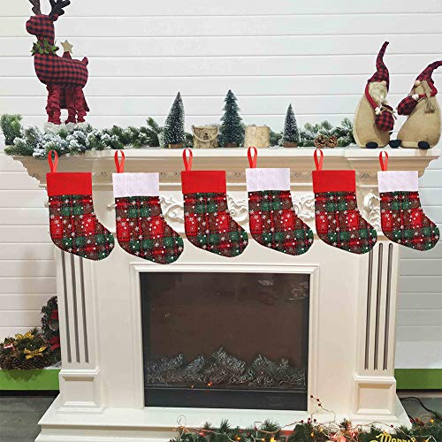 Christmas Stocking Set 12Pcs 9 Inch Small Christmas Stockings Xmas Stocking Decorations Snowflake Tableware Holders for Kids Candy Goodie Pouch Bags Gifts Holding Set Christmas Tree Party Ornament