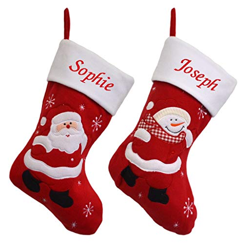 Luxury Deluxe Personalised Embroidered Christmas Classic Santa/Snowman Xmas Stocking (Santa)