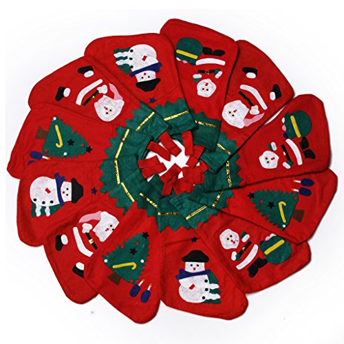 Pack of 12pcs Kids Christmas Stockings with Xmas Themed Applique for Christmas Decoration---Large