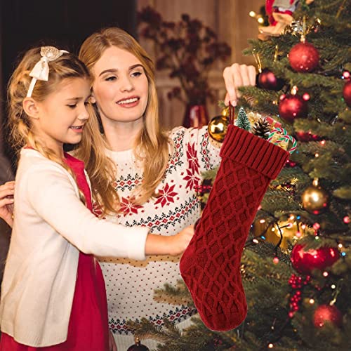 LOMOHOO Knit Christmas Stockings,18 inches Large Christmas Stockings Set of 4 Xmas Rustic Personalized Stocking Decorations for Family Holiday Season Decor Kids Xmas Decorations