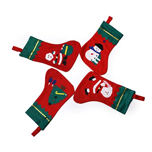 Pack of 12pcs Kids Christmas Stockings with Xmas Themed Applique for Christmas Decoration---Large