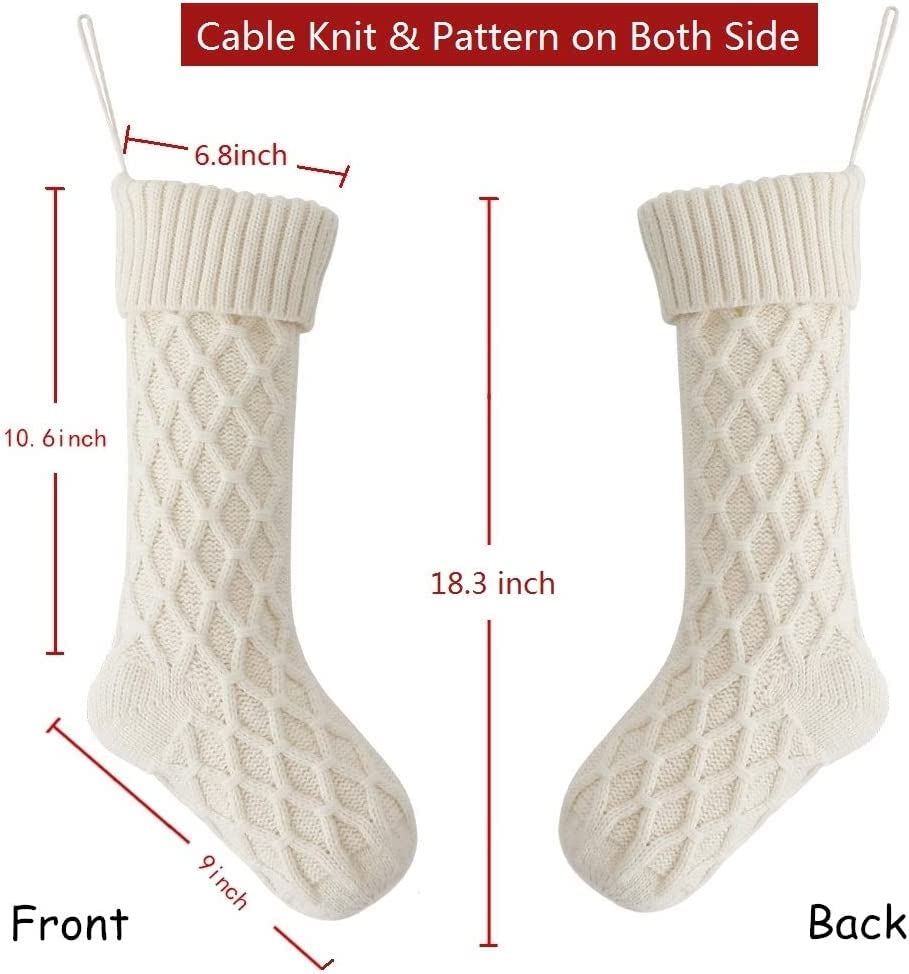 LOMOHOO Knit Christmas Stockings,18 inches Large Christmas Stockings Set of 4 Xmas Rustic Personalized Stocking Decorations for Family Holiday Season Decor Kids Xmas Decorations