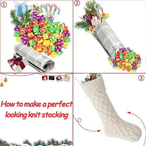 LOMOHOO Knit Christmas Stockings,18 inches Large Christmas Stockings Set of 4 Xmas Rustic Personalized Stocking Decorations for Family Holiday Season Decor Kids Xmas Decorations