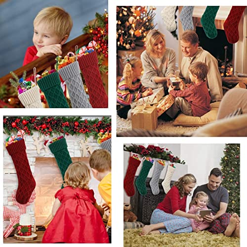 LOMOHOO Knit Christmas Stockings,18 inches Large Christmas Stockings Set of 4 Xmas Rustic Personalized Stocking Decorations for Family Holiday Season Decor Kids Xmas Decorations