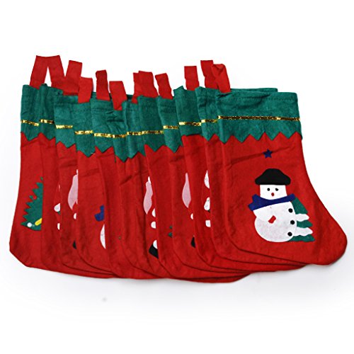 Pack of 12pcs Kids Christmas Stockings with Xmas Themed Applique for Christmas Decoration---Large