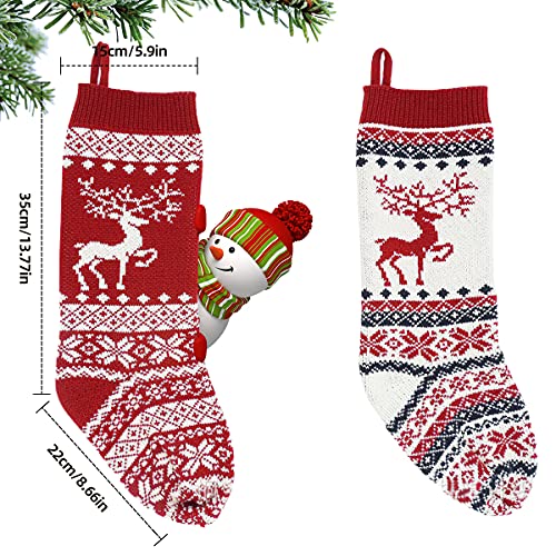 VDSOW Christmas Stockings Set of 2, 18 inch Knitted Christmas Stocking Personalised for Adults Kids, Large Xmas Stockings Hanging Gift Bag Socks Ornaments for Christmas Fireplace Tree Decorations