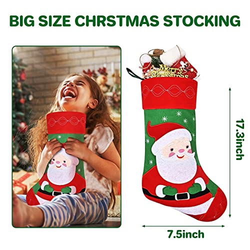 Christmas Stocking Set of 4,Large Santa Stocking, 18" Personalised Xmas Stockings for Kid Adults, Red Christmas Decoration Stocking Candy Pouch Ornaments