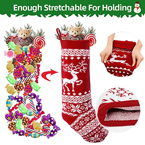 VDSOW Christmas Stockings Set of 2, 18 inch Knitted Christmas Stocking Personalised for Adults Kids, Large Xmas Stockings Hanging Gift Bag Socks Ornaments for Christmas Fireplace Tree Decorations