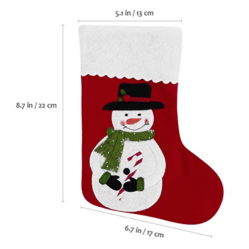 Toyvian Christmas Holiday Stockings Christmas Hanging Bags 6PCS Red Felt Xmas Tree Decorations Santa Snowman Reindeer Gift Treat Bag (sock1)