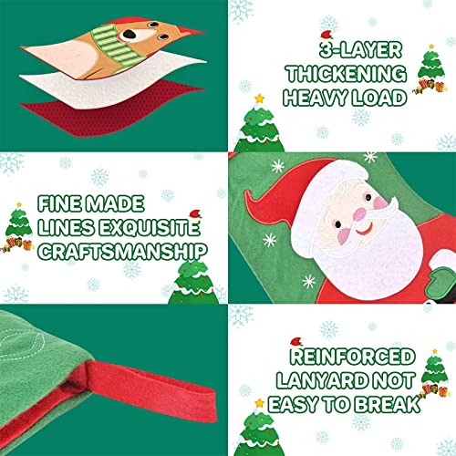 Christmas Stocking Set of 4,Large Santa Stocking, 18" Personalised Xmas Stockings for Kid Adults, Red Christmas Decoration Stocking Candy Pouch Ornaments