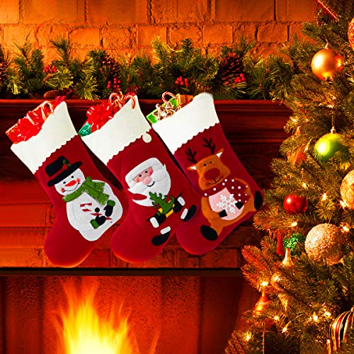 Toyvian Christmas Holiday Stockings Christmas Hanging Bags 6PCS Red Felt Xmas Tree Decorations Santa Snowman Reindeer Gift Treat Bag (sock1)