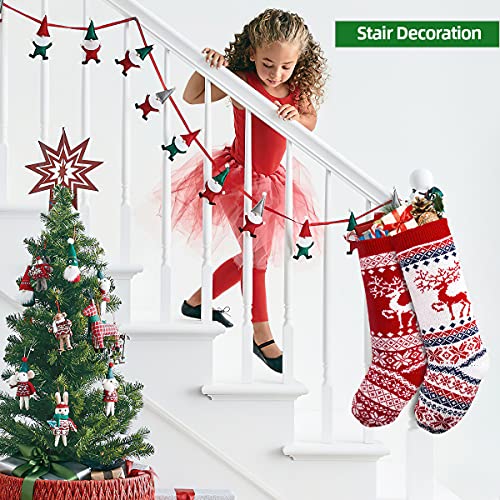 VDSOW Christmas Stockings Set of 2, 18 inch Knitted Christmas Stocking Personalised for Adults Kids, Large Xmas Stockings Hanging Gift Bag Socks Ornaments for Christmas Fireplace Tree Decorations