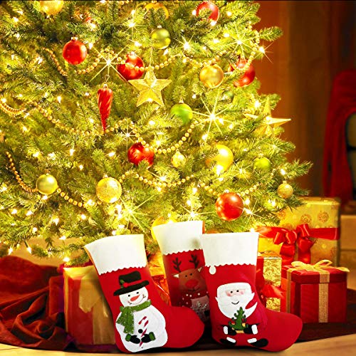 Toyvian Christmas Holiday Stockings Christmas Hanging Bags 6PCS Red Felt Xmas Tree Decorations Santa Snowman Reindeer Gift Treat Bag (sock1)