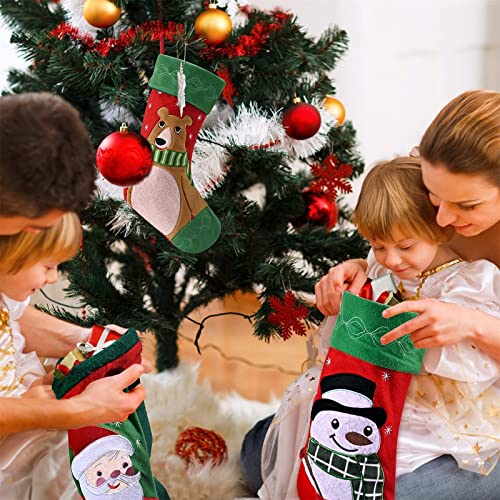 Christmas Stocking Set of 4,Large Santa Stocking, 18" Personalised Xmas Stockings for Kid Adults, Red Christmas Decoration Stocking Candy Pouch Ornaments