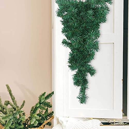 FOMIYES Christmas Teardrop Swag Artificial Pine Swags Mailbox Swag Front Door Teardrop Wreath for Holiday Christmas Decoration 90cm