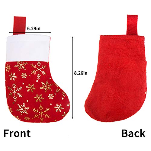 DERAYEE Christmas Mini Stockings,12 Pcs Felt Glitter Snowflake Stockings for Christmas Tree and Room Ornament Decoration and Gift Holder（8Inches）