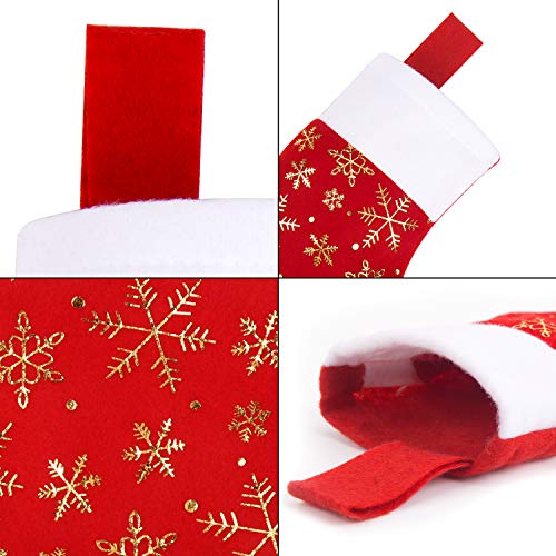 DERAYEE Christmas Mini Stockings,12 Pcs Felt Glitter Snowflake Stockings for Christmas Tree and Room Ornament Decoration and Gift Holder（8Inches）