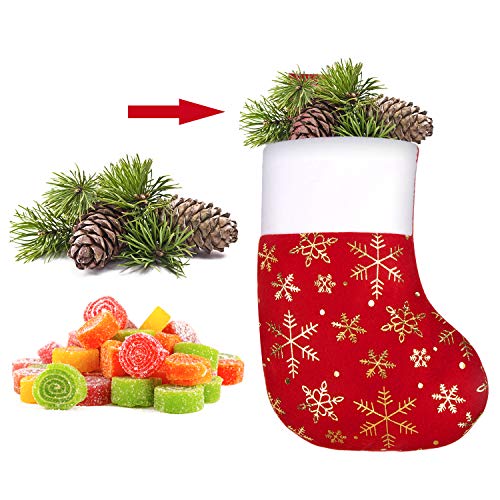 DERAYEE Christmas Mini Stockings,12 Pcs Felt Glitter Snowflake Stockings for Christmas Tree and Room Ornament Decoration and Gift Holder（8Inches）