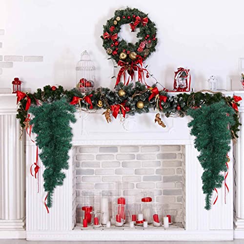 FOMIYES Christmas Teardrop Swag Artificial Pine Swags Mailbox Swag Front Door Teardrop Wreath for Holiday Christmas Decoration 90cm