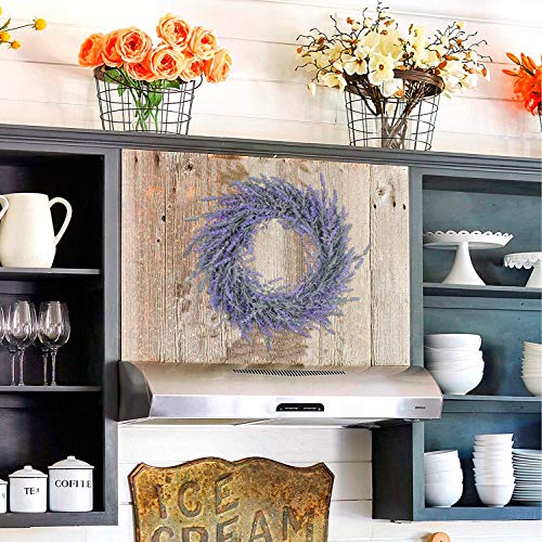 Pauwer 40cm Artificial Lavender Wreaths for Front Door Fake Purple Lavender Flower Wreath Welcome Door Wreath for Wedding, Wall, Window,Backdrop,Home Décor