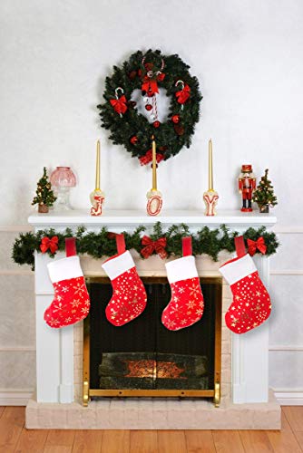 DERAYEE Christmas Mini Stockings,12 Pcs Felt Glitter Snowflake Stockings for Christmas Tree and Room Ornament Decoration and Gift Holder（8Inches）