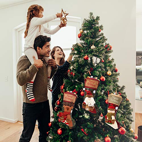 Shinelee 50CM Christmas Stocking Set of 3 Large Christmas Stockings Decoration Xmas Stockings Christmas Tree Ornaments Fireplace Decorations Gift Bag Candy Pouch Christmas Stockings for Adults Kids