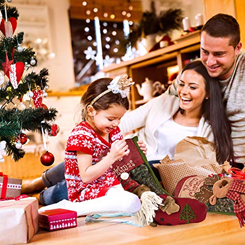 Telgoner Christmas Stocking Set of 3, Large Xmas Stockings for Tree Decoration, Personalised Sock Gift Bag for kids/Adult/Teenagers, Candy Pouch Bag Ornaments, Themed Santa, Snowman, Reindeer