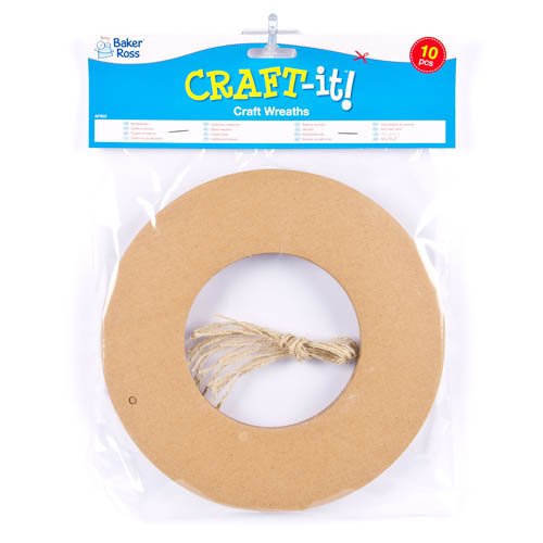 Baker Ross AF903 Craft Wreaths - Pack of 10, Wreath Making Kit, Great for Christmas Wreath Diy Kit, Wreath Making Supplies for Autumn and Wreaths for Crafts for Children