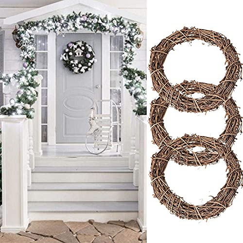 Simmpu 6PCS Christmas Rattan Natural Dried Ring Willow Wreath Door DIY Crafts Hand-woven Halloween Wreath for Rustic and Seasonal Decorations Base for Floral Crafts Perfect for Seasonal Displays 15cm