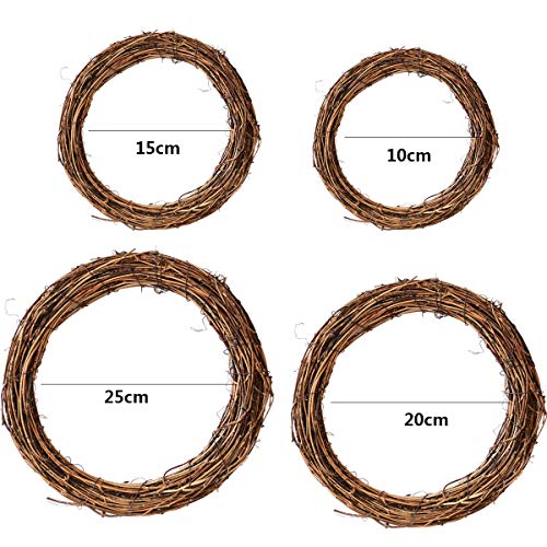 DBAILY 4pcs Natural Grapevine Wreathes Vine Branch Wreath Christmas Autumn Rattan Wreath Halloween Wreaths for Front Door for Halloween Easter Wall Hanging Wedding Holidays New Year Garden