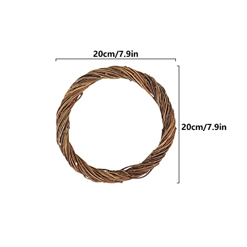 Qaziuy Christmas Wreath Natural Grapevine Wreath, Vine Branch Wreath Rattan Wreath for DIY Craft Wreath Front Door Wall Hanging Party Decor Wedding Supplies 20cm