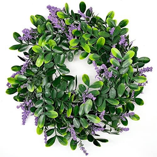 JJQHYC Artificial Wreath Front Door Garland Welcome Door Sign Wreath Decor Fake Flower Wreath Hanging Lavender wreath for Garden Fence Wedding Decoration