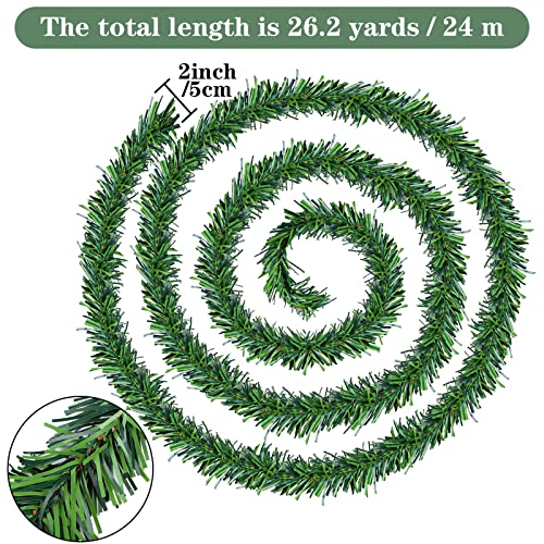 ANECO 26.2 Yards Christmas Garland Decorations Artificial Green Pine Garlands Holiday Christmas Greenery Wreaths Decoration for Christmas Home Garden