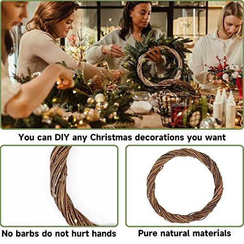 Qaziuy Christmas Wreath Natural Grapevine Wreath, Vine Branch Wreath Rattan Wreath for DIY Craft Wreath Front Door Wall Hanging Party Decor Wedding Supplies 20cm