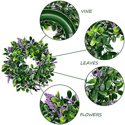 JJQHYC Artificial Wreath Front Door Garland Welcome Door Sign Wreath Decor Fake Flower Wreath Hanging Lavender wreath for Garden Fence Wedding Decoration