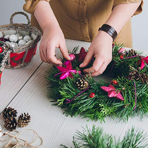 N&J Wreath Rings,3pcs 10" Dark Green Christmas Wreath Frame, Extra Gift of Two Checkered ribbon,For New Year Valentines Wedding Halloween Wreath Decoration