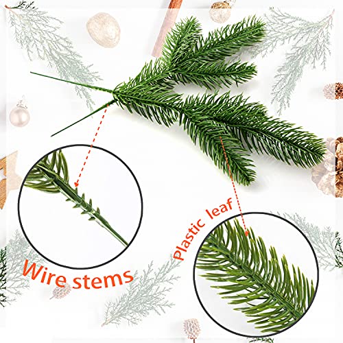 Fox·Bunny 20Pcs Artificial Pine Branches, Wreath Making Supplies, Faux Fir Tree Branches for Wreath Christmas Embellishing and Home Garden