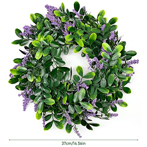 JJQHYC Artificial Wreath Front Door Garland Welcome Door Sign Wreath Decor Fake Flower Wreath Hanging Lavender wreath for Garden Fence Wedding Decoration