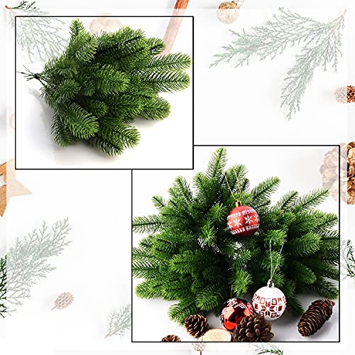 Fox·Bunny 20Pcs Artificial Pine Branches, Wreath Making Supplies, Faux Fir Tree Branches for Wreath Christmas Embellishing and Home Garden